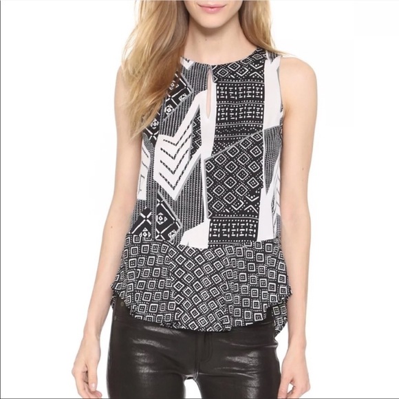 Diane von Furstenberg DVF Tank Top Maya Mixed Print Silk Blend Peplum P - Picture 1 of 11